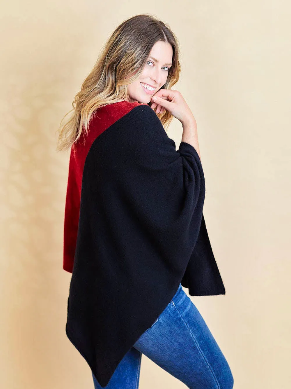 100% Mongolian Cashmere Two Colour Poncho