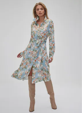 15946 Blue Floral Shirt Dress