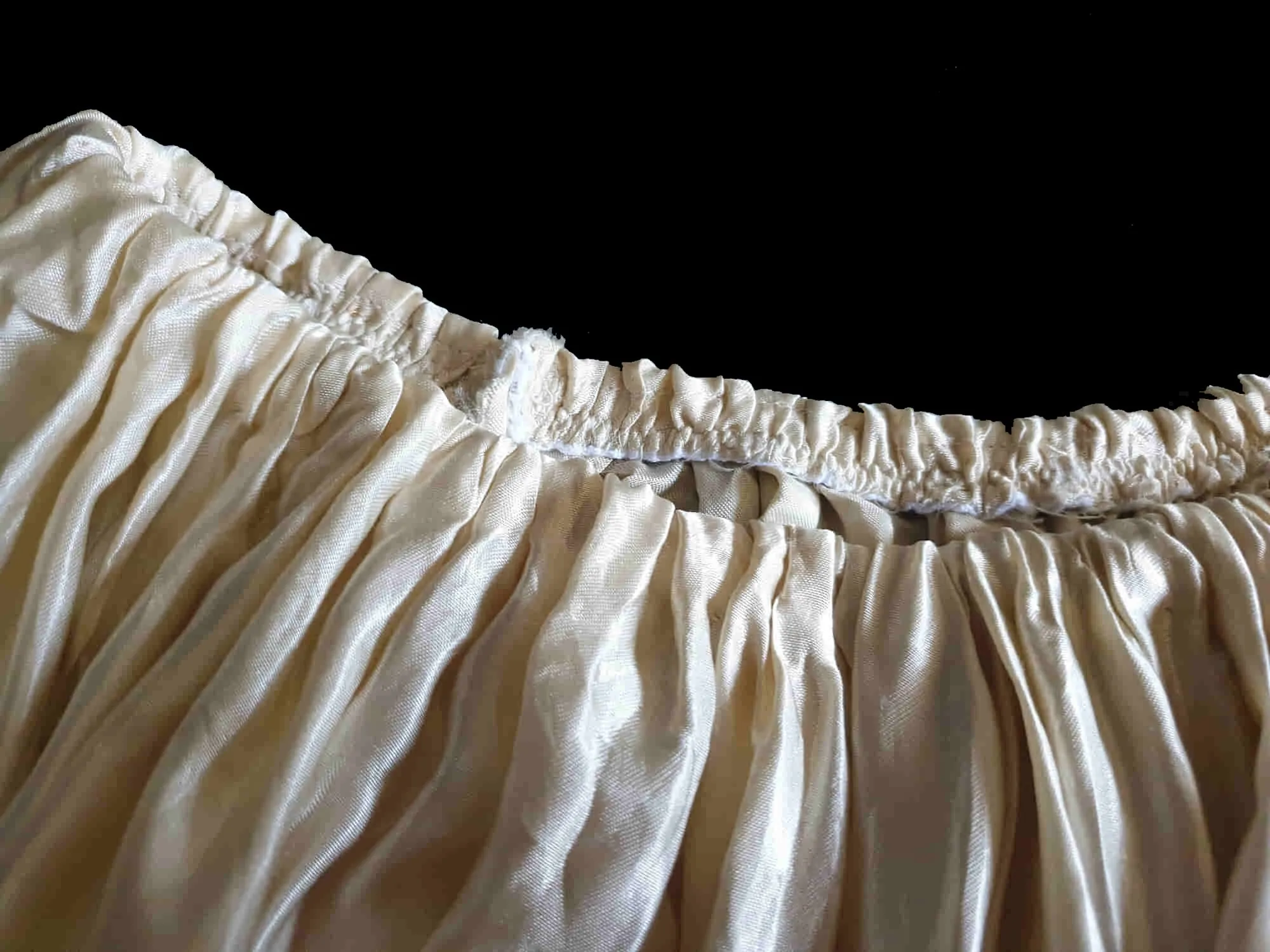 1950s Butterscotch Satin Skirt With Lace Trim - M