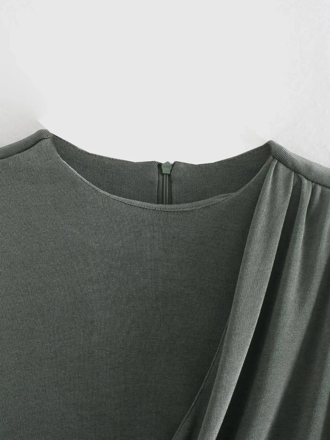 A&A Vintage Shoulder Pad Long Sleeve Draped Top