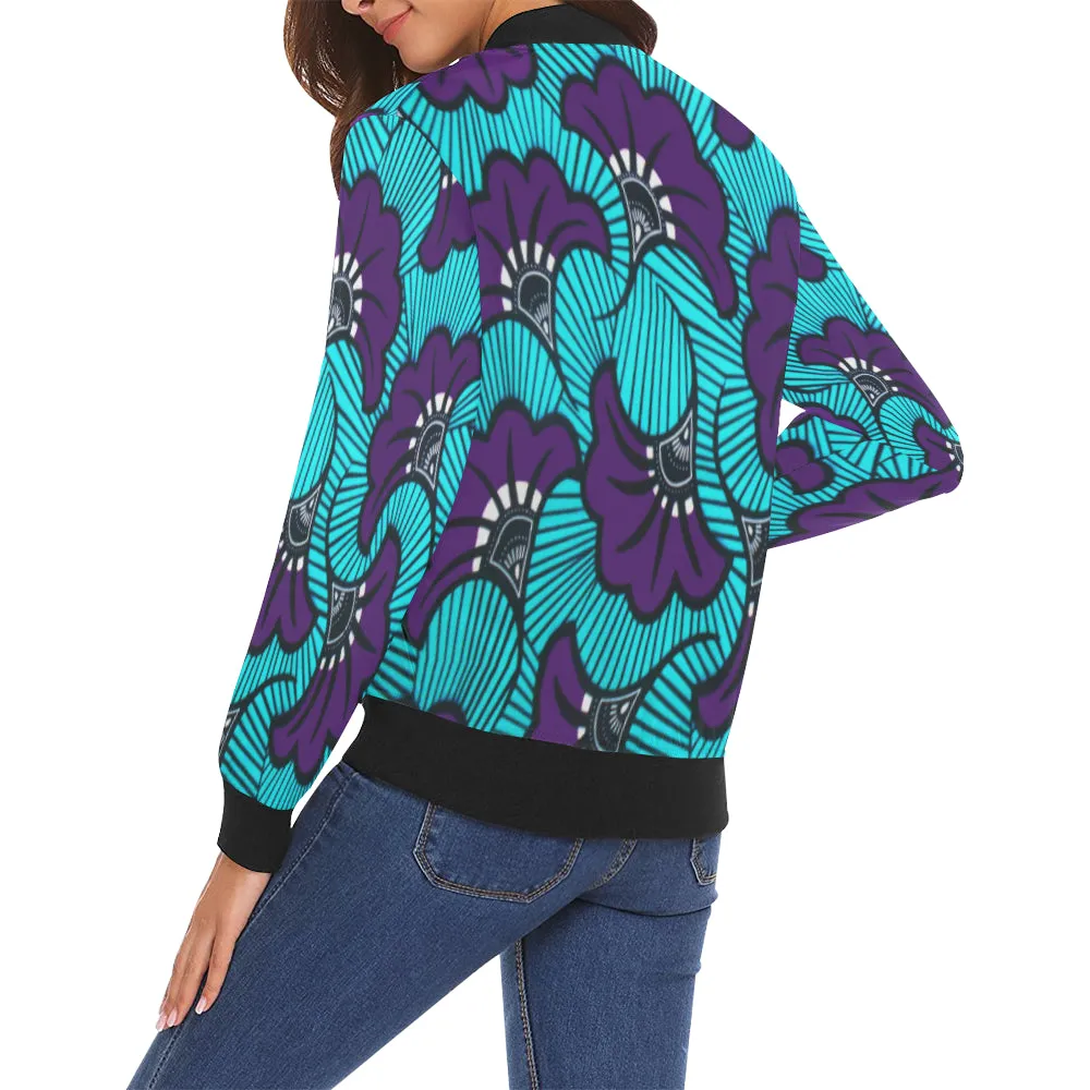 AFRIKA FLOWER All Over Print Bomber Jacket for Women