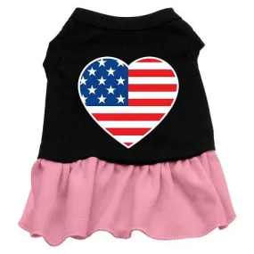 American Flag Heart Screen Print Dress Black with Pink Lg (14)