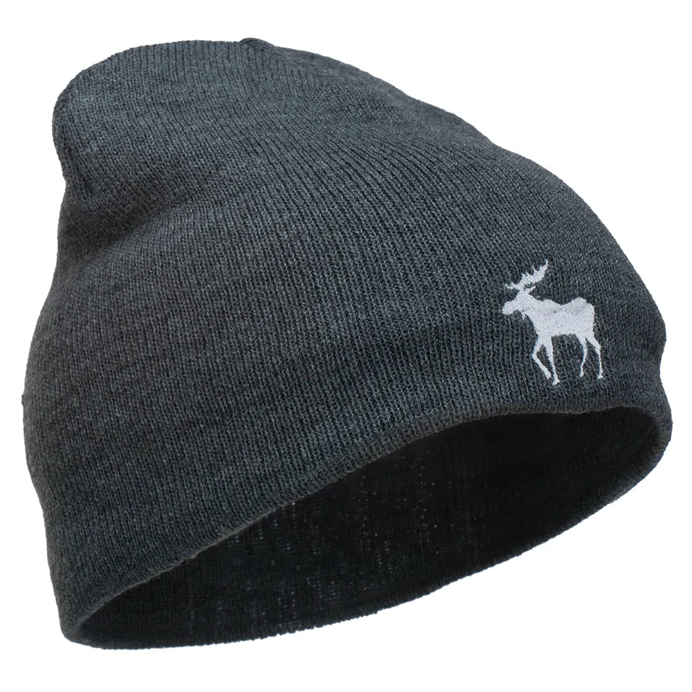 American Moose Embroidered Short Beanie