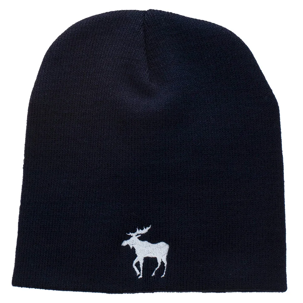 American Moose Embroidered Short Beanie