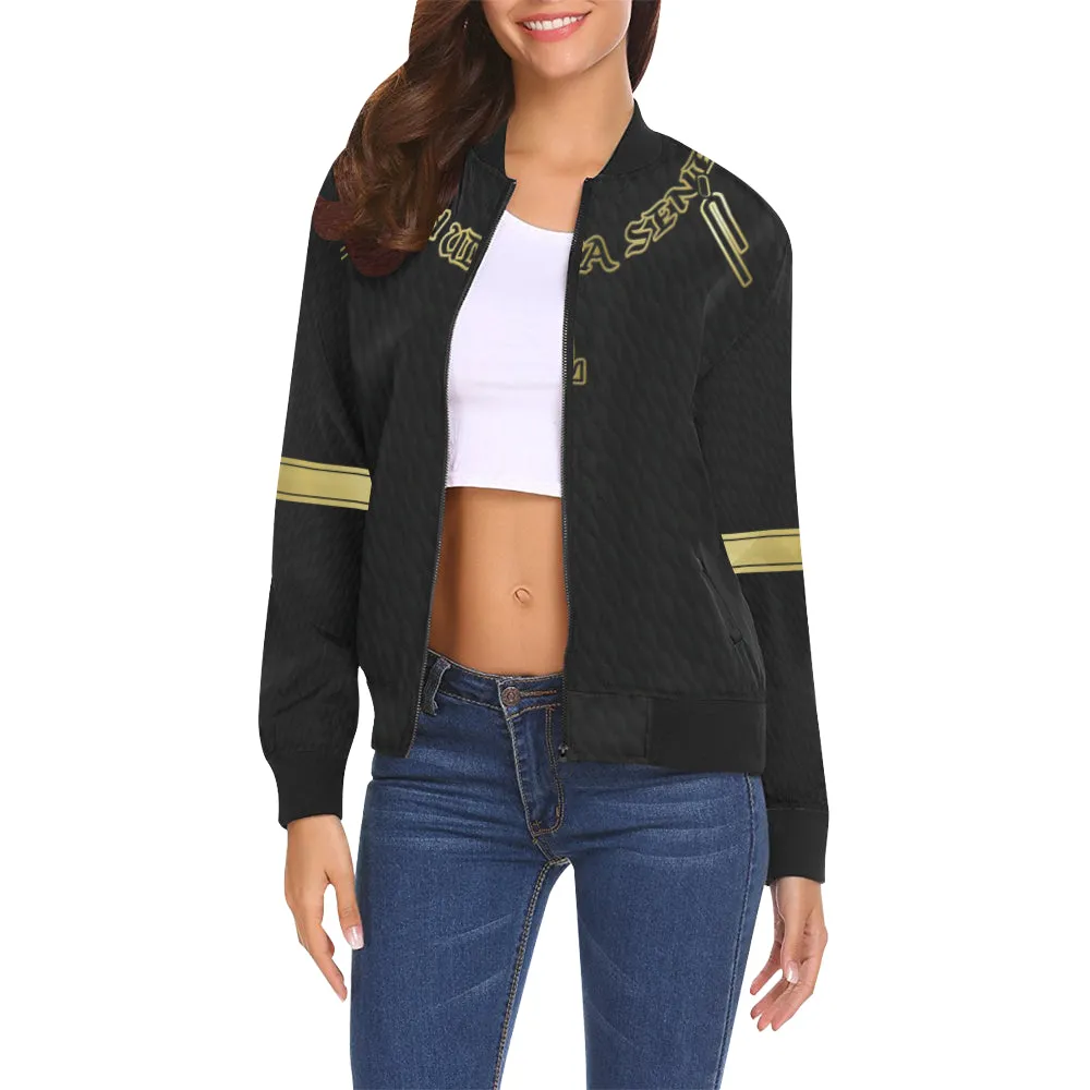 ANKH UDJA SENEB GOLD All Over Print Bomber Jacket for Women