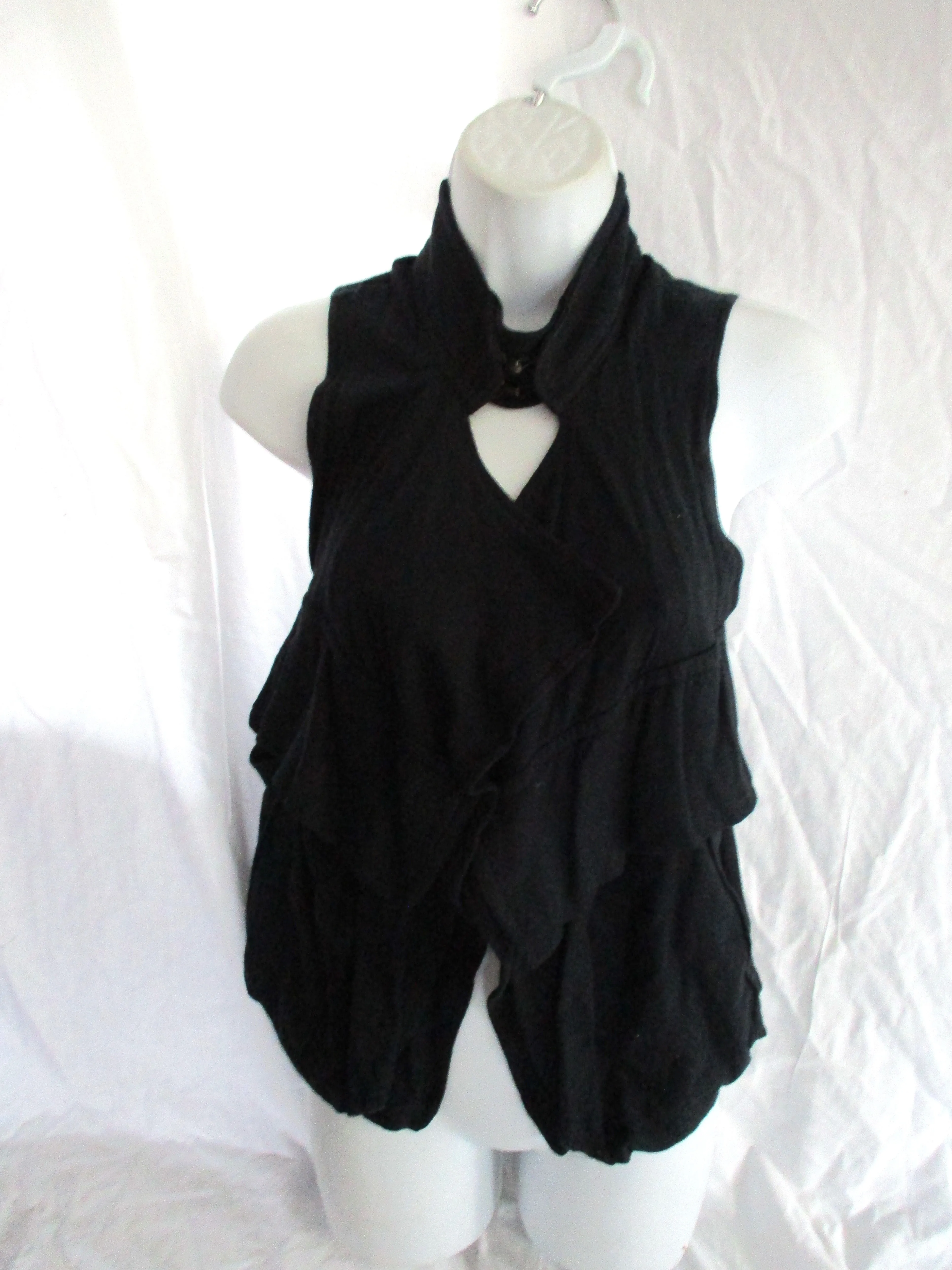 ANN DEMEULEMEESTER Open Strappy Top Vest Goth 38 BLACK Rocker Womens