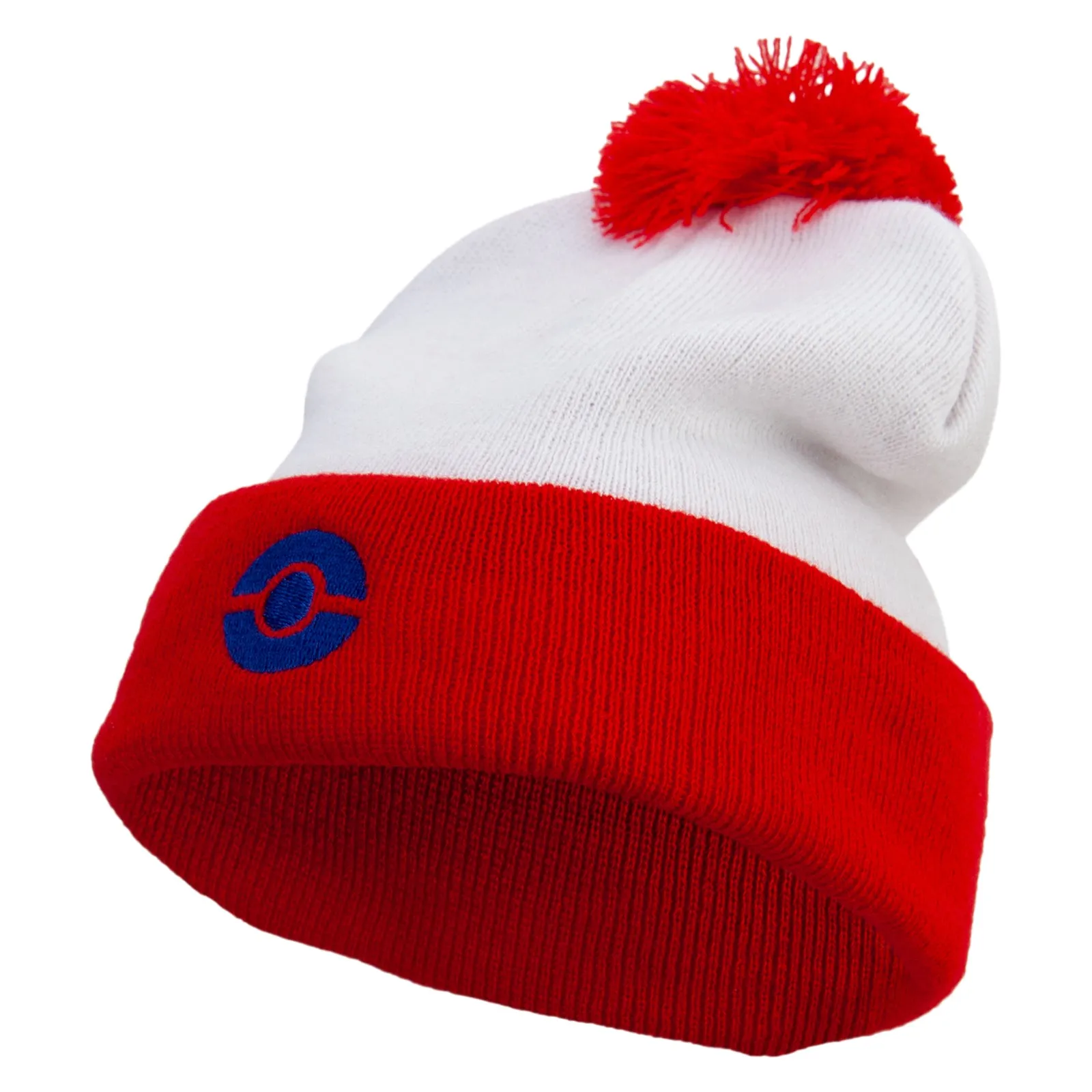 Ash Ketchum Poke Ball Embroidered Cuff Beanie