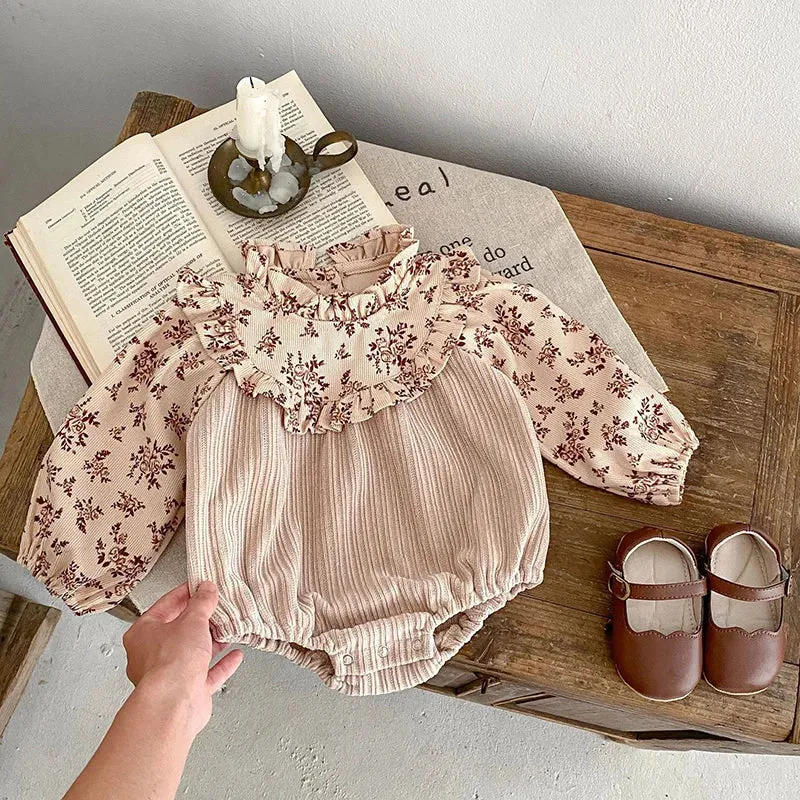 Baby Girls Corduroy Patchwork Bodysuit