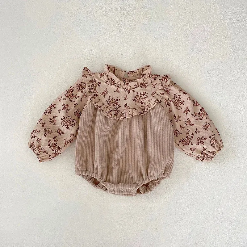 Baby Girls Corduroy Patchwork Bodysuit