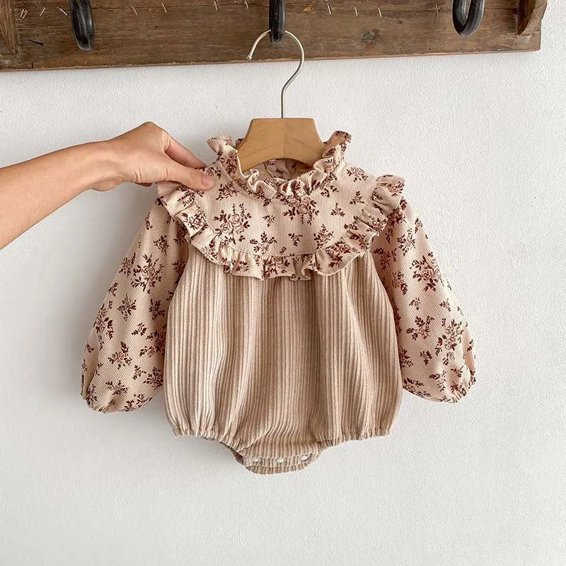 Baby Girls Corduroy Patchwork Bodysuit