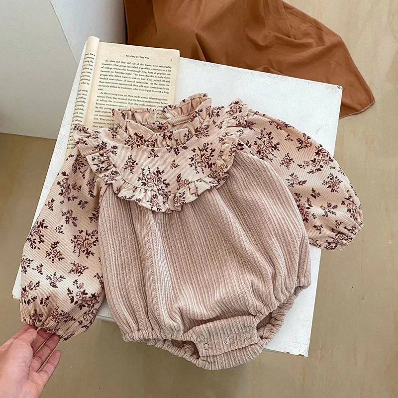 Baby Girls Corduroy Patchwork Bodysuit