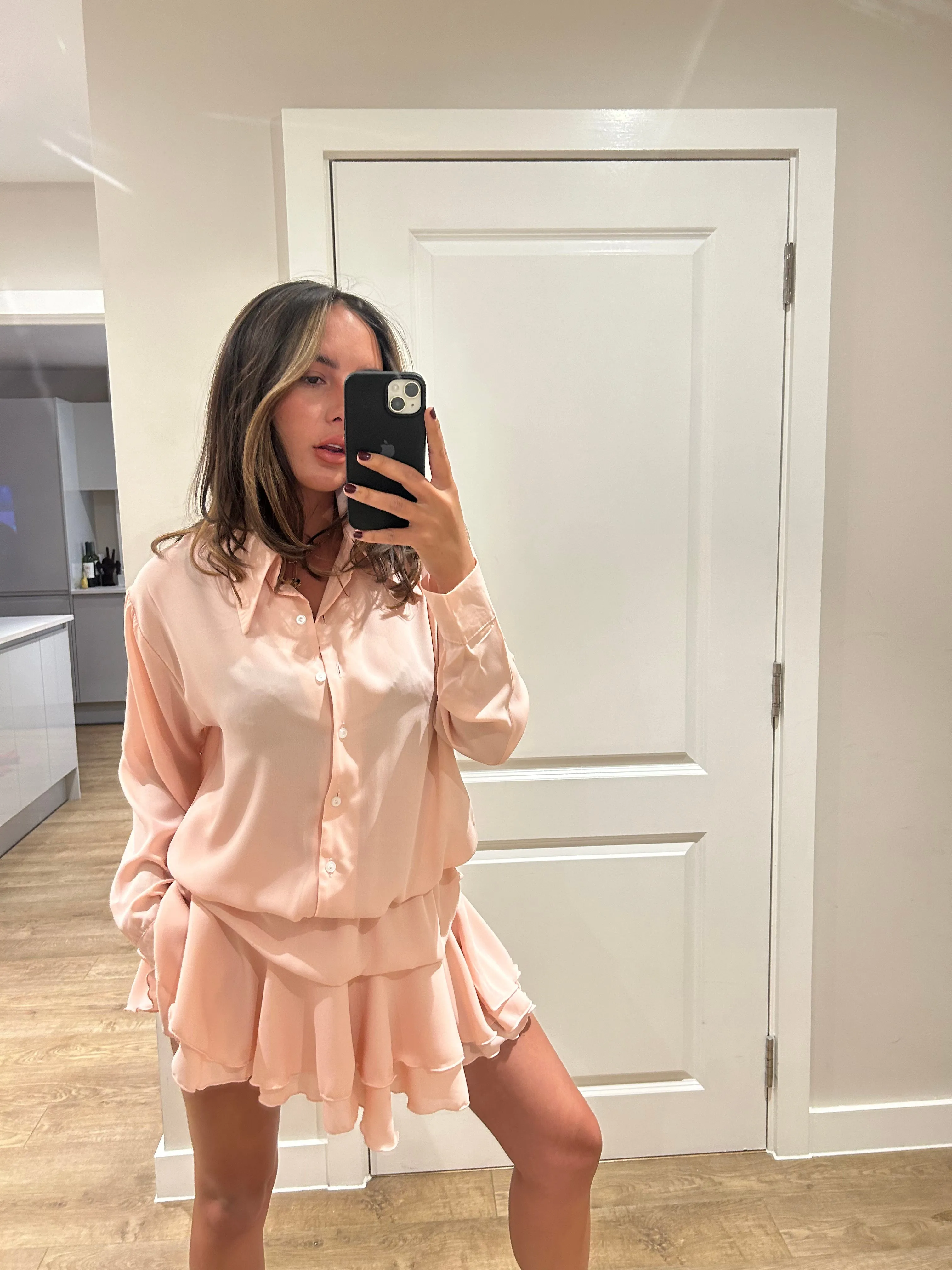 Baby Pink Frill Chiffon Dress