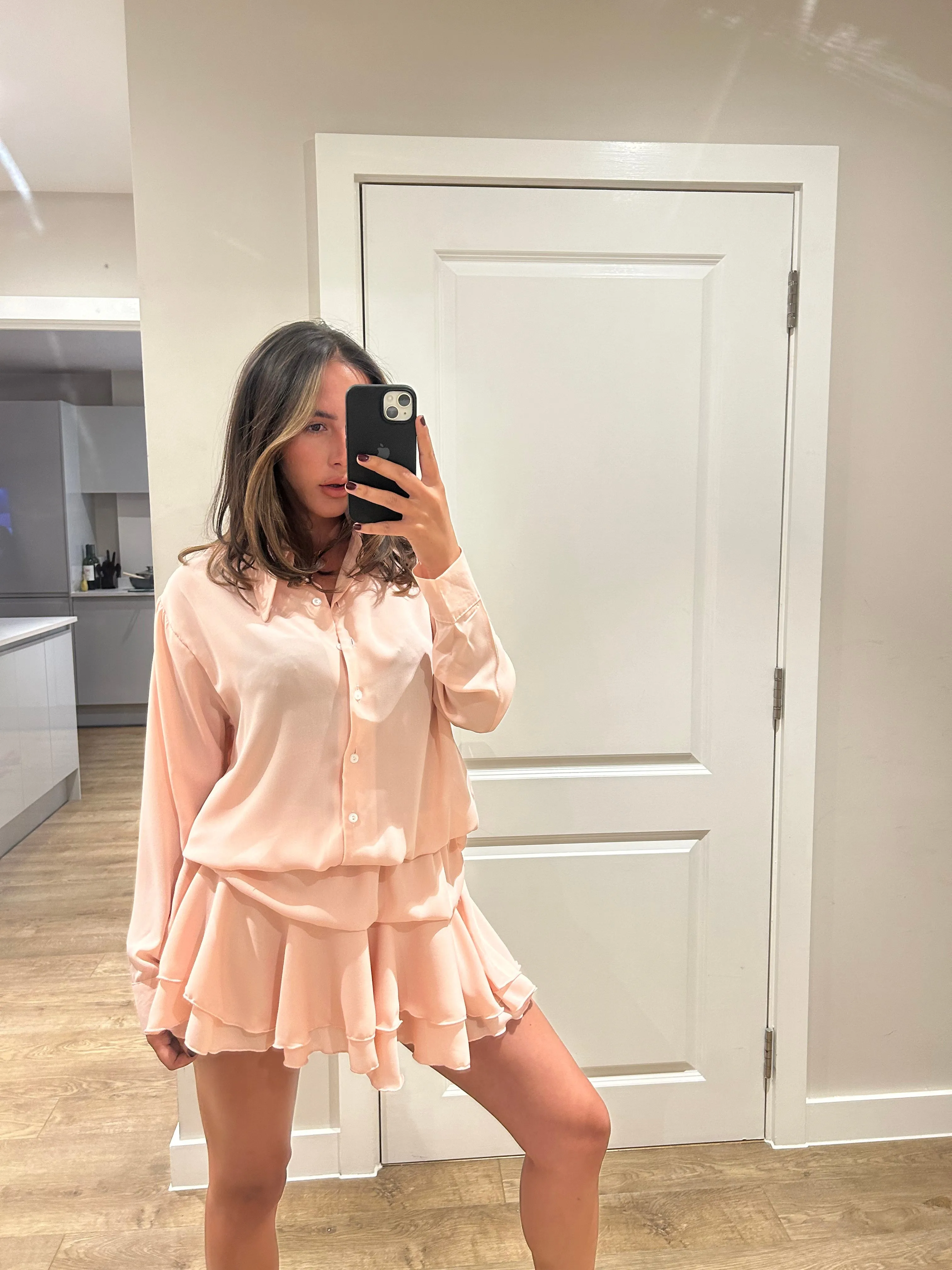 Baby Pink Frill Chiffon Dress