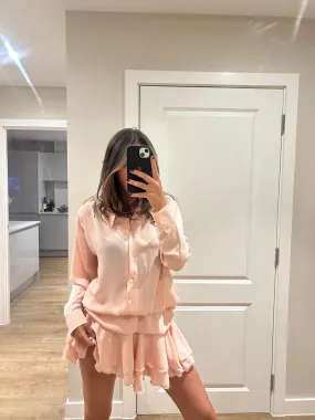 Baby Pink Frill Chiffon Dress