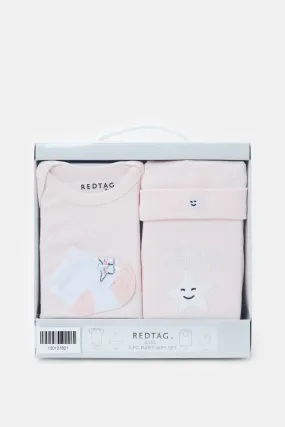 Baby Pink Printed Gift Set (4Piece)