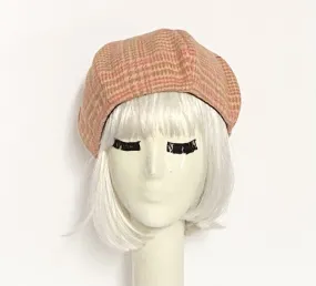 Beret Hat Pink Plaid