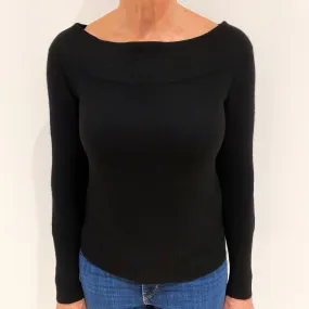 Black Cashmere Slash Neck Jumper Medium