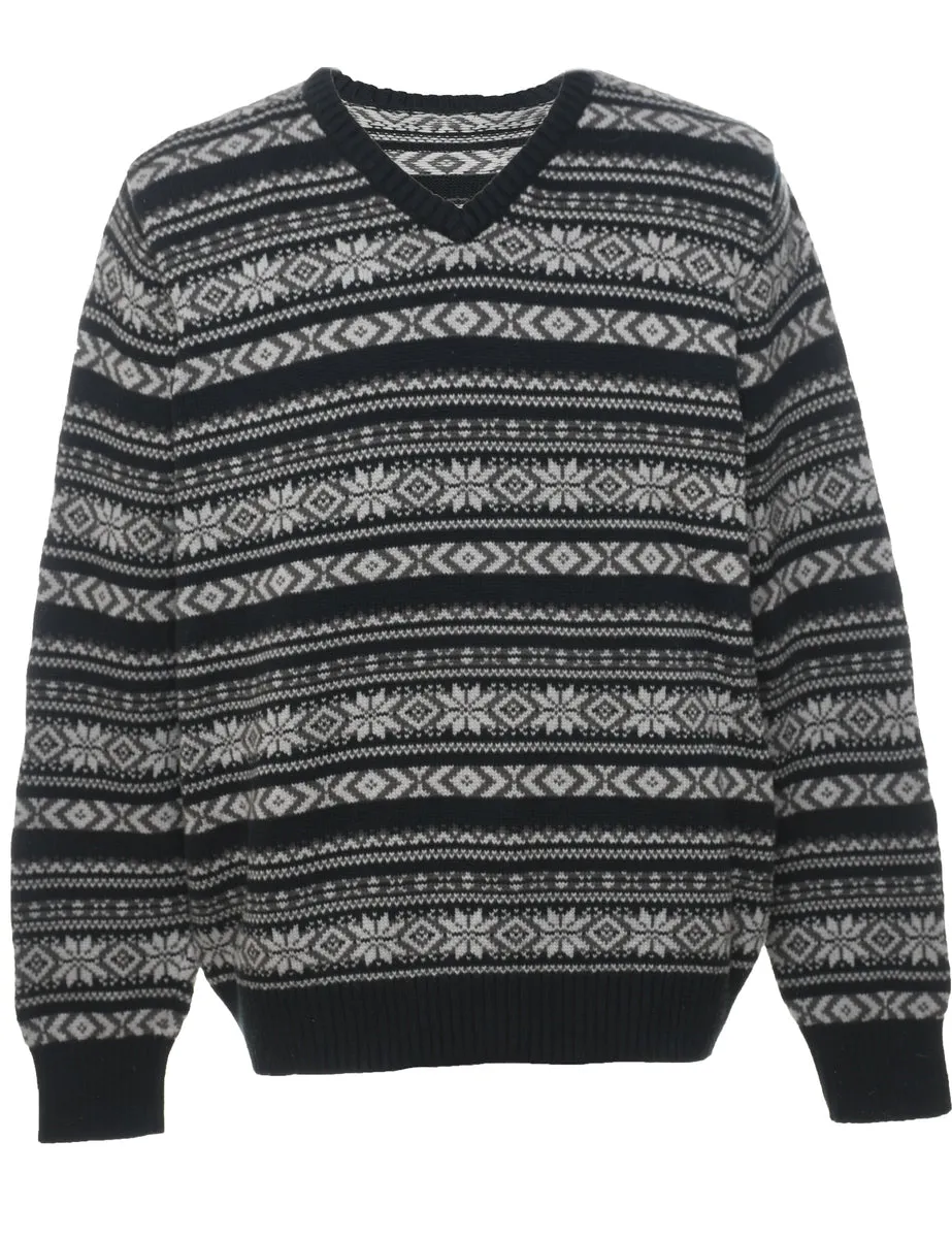 Black Nordic Jumper - M