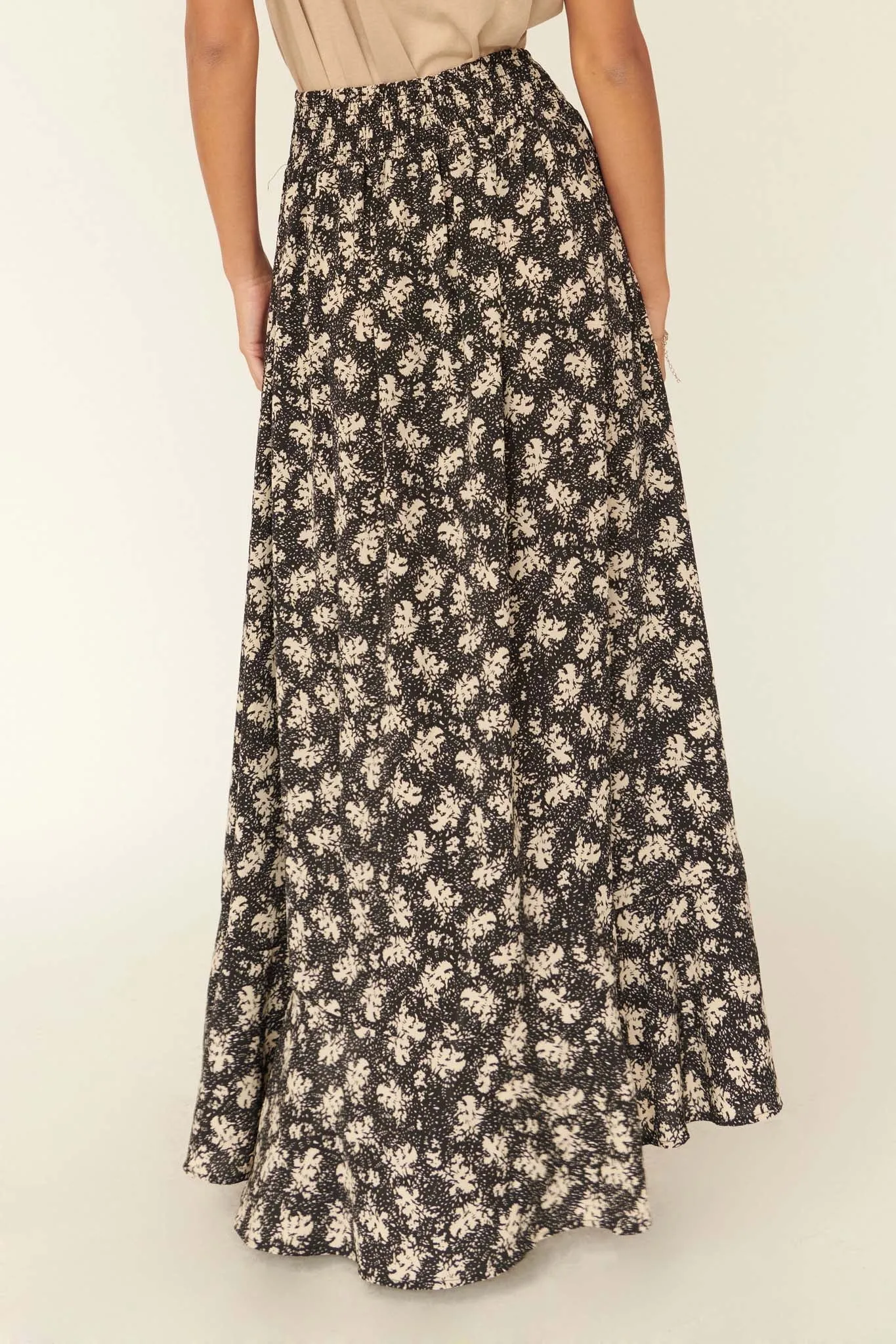 Blown Away Abstract Floral Button-Front Maxi Skirt