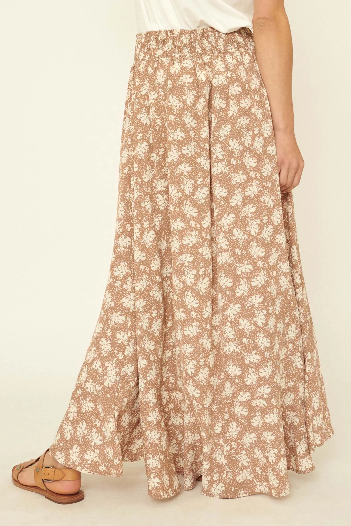 Blown Away Abstract Floral Button-Front Maxi Skirt