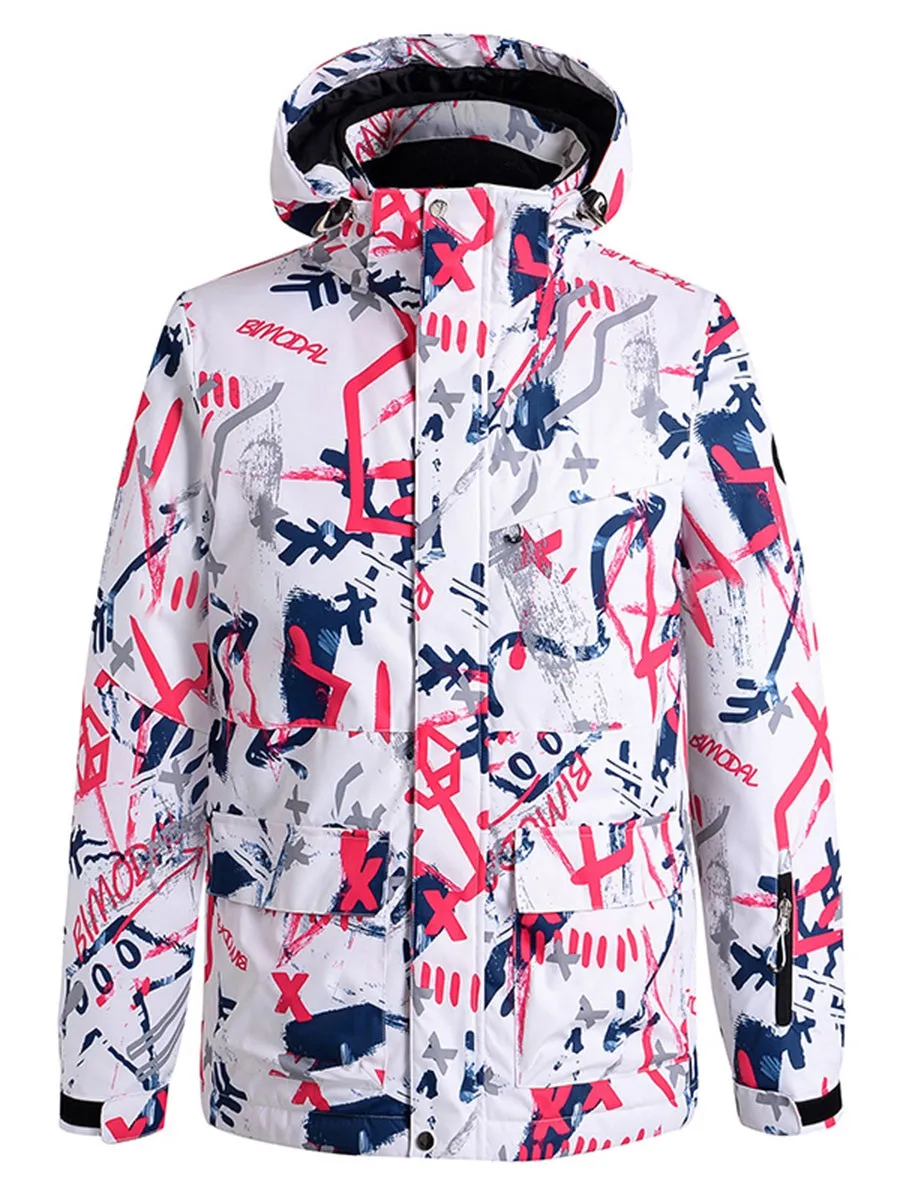 Breathable Women Graffiti Print Ski Jacket