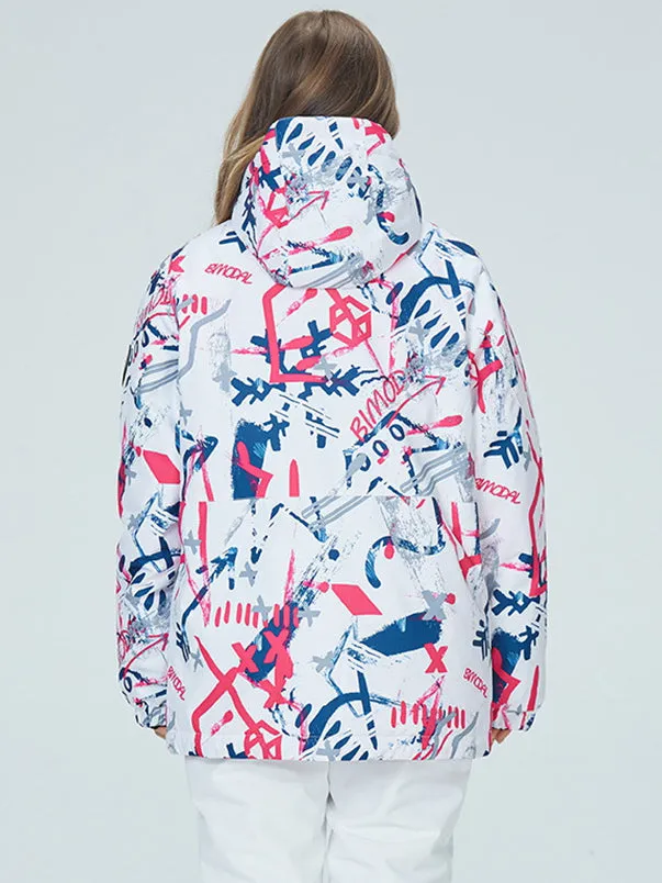 Breathable Women Graffiti Print Ski Jacket