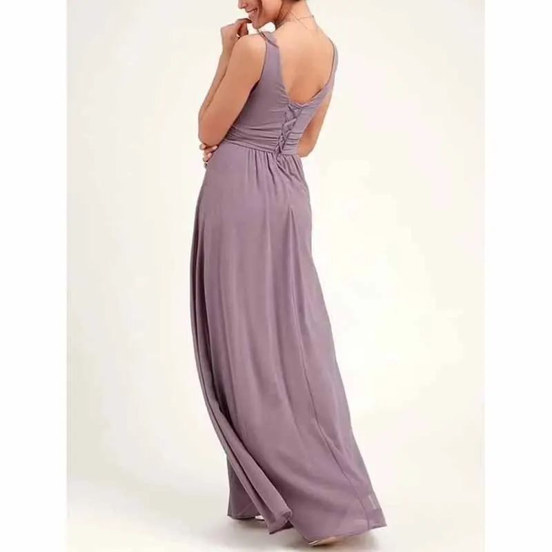 Bridesmaid Dresses Wedding Long Chiffon A Line Spaghetti Strap Wedding Evening Gown with Pockets