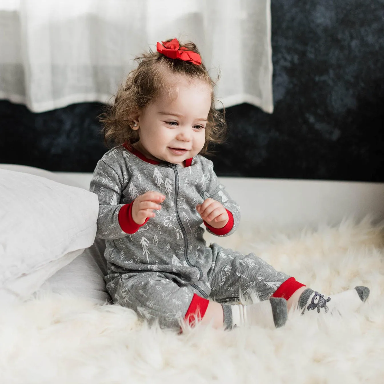 Buffalo Plaid Forest Footless Baby Sleeper Bodysuit