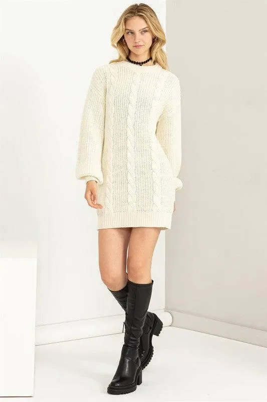 Cable Knit Mini Sweater Dress