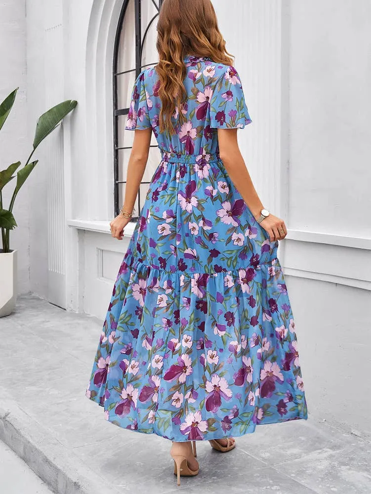 CASUAL PRINT DRESS WITH WAIST_CWDMD1914