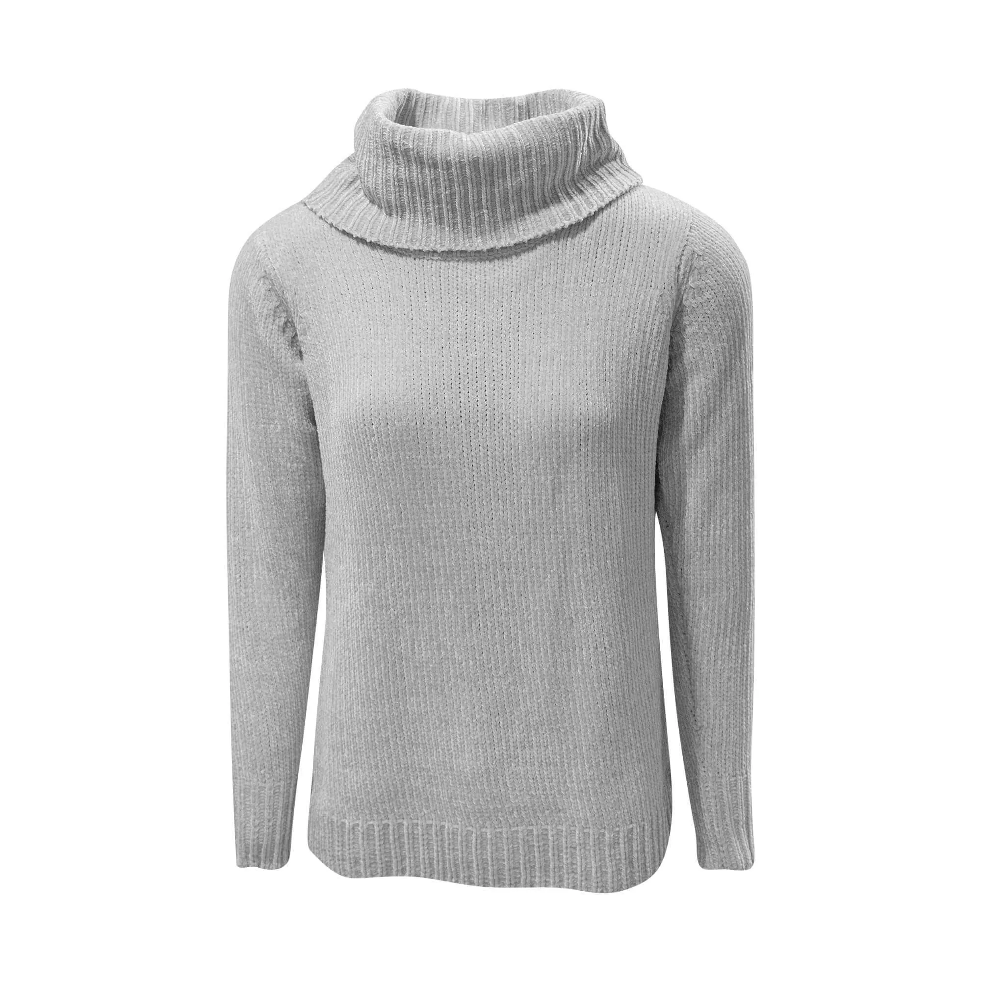 Chenille Roll Neck Jumper - Grey