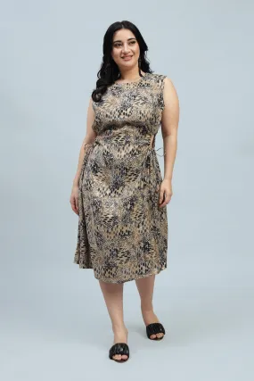 Curvy Lane Women Plus Size Adjustable Strings on Waist Midi Dress