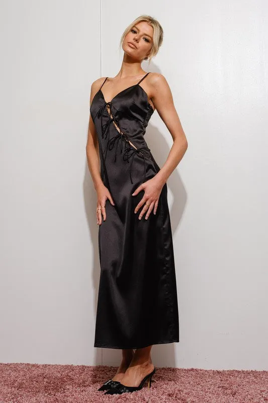 Cutout Satin Maxi Dress