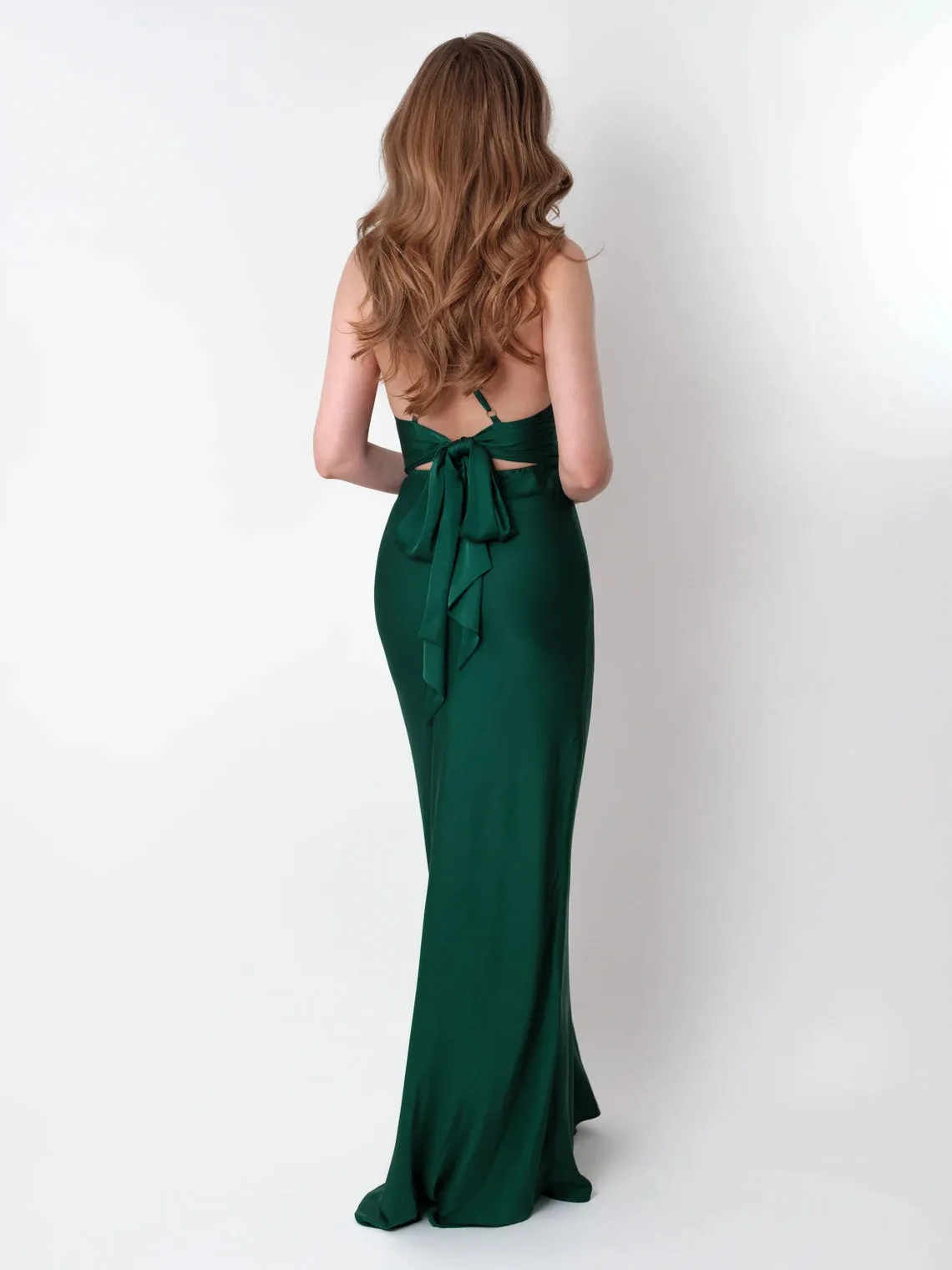 Dark Green Silk Slip Spaghetti Strap Bridesmaid Dress Wedding Guest Dress Evening Dress