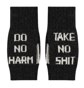 Do No Harm Take No Shit Wrist Warmers in Anthracite