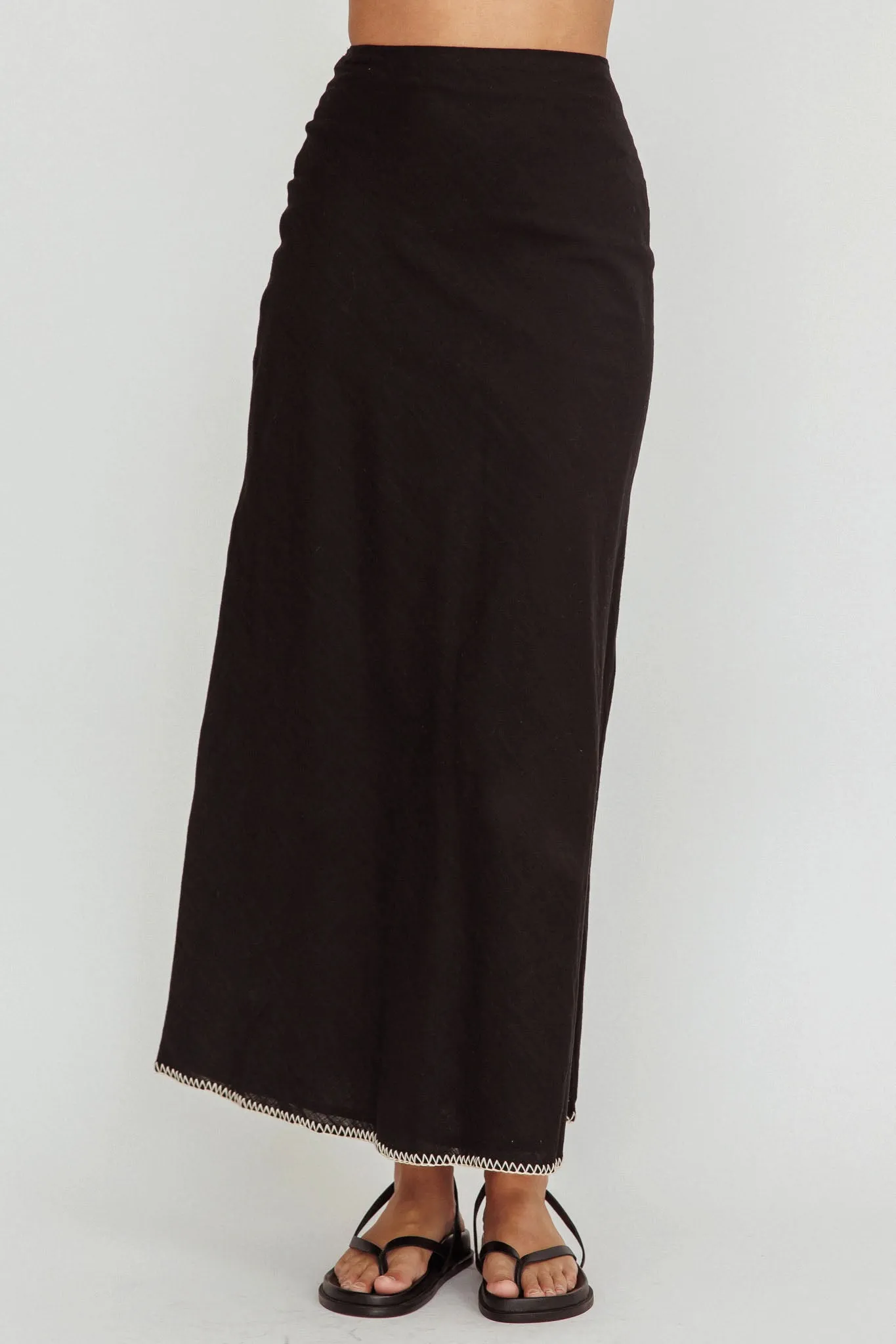 Dose Of Sunshine Blanket Stitch Skirt Black