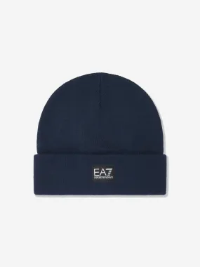 EA7 Emporio Armani Kids Logo Beanie Hat in Navy