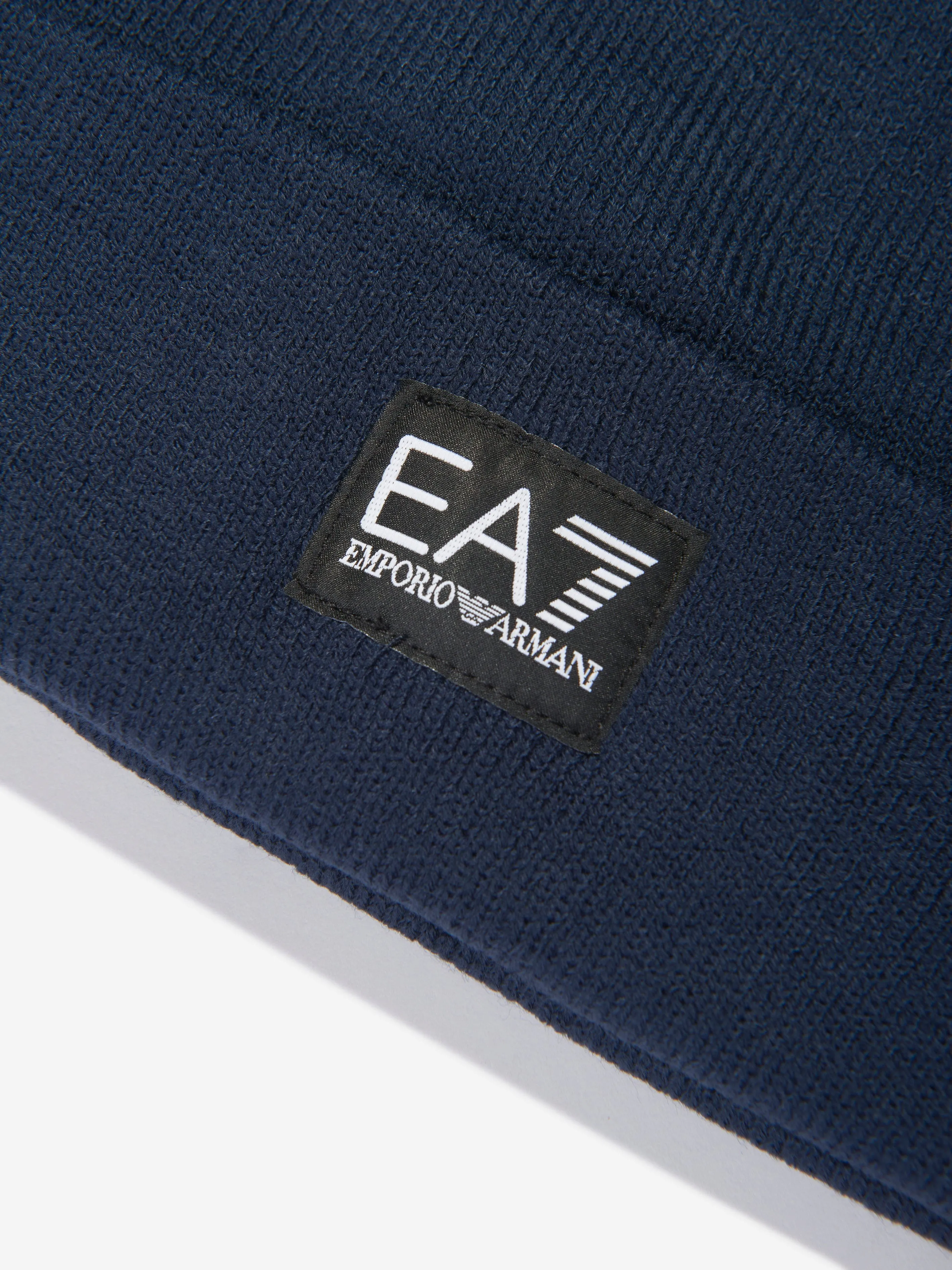 EA7 Emporio Armani Kids Logo Beanie Hat in Navy