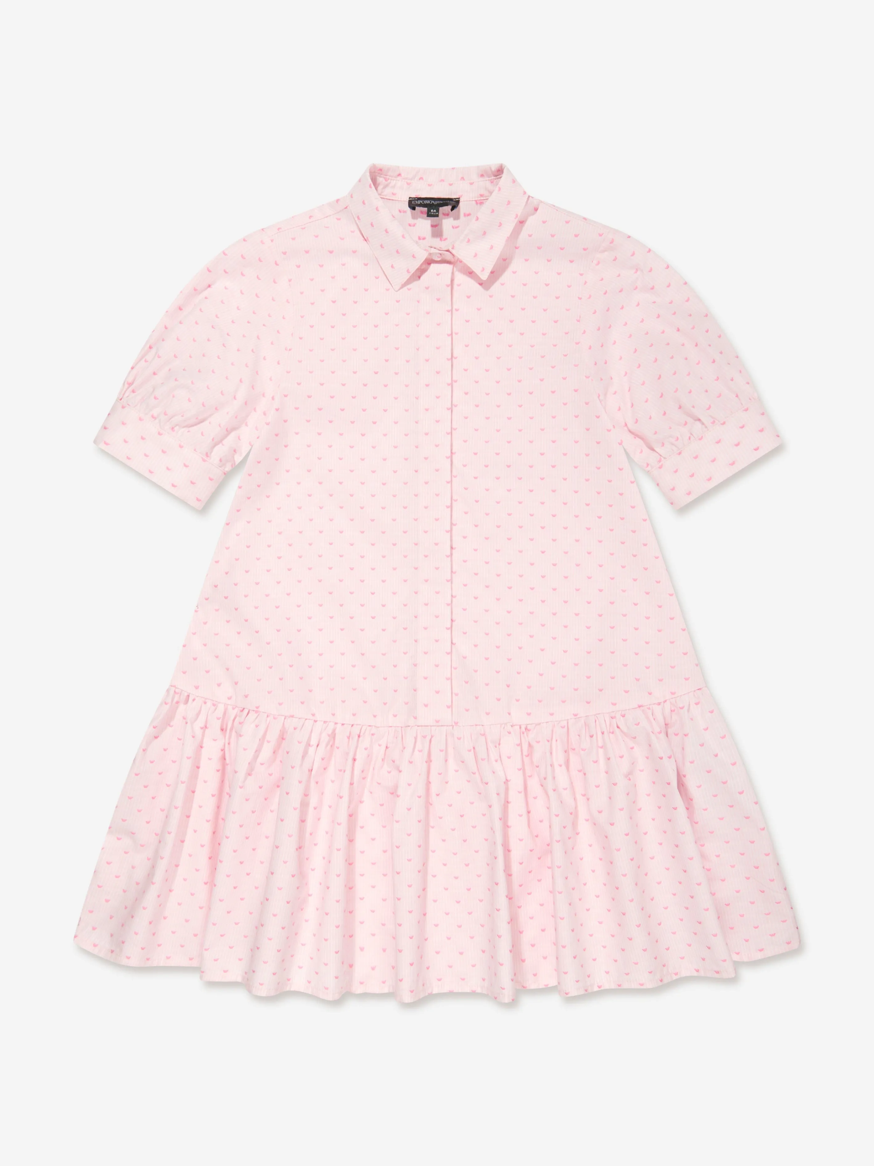 Emporio Armani Girls Logo Shirt Dress in Pink