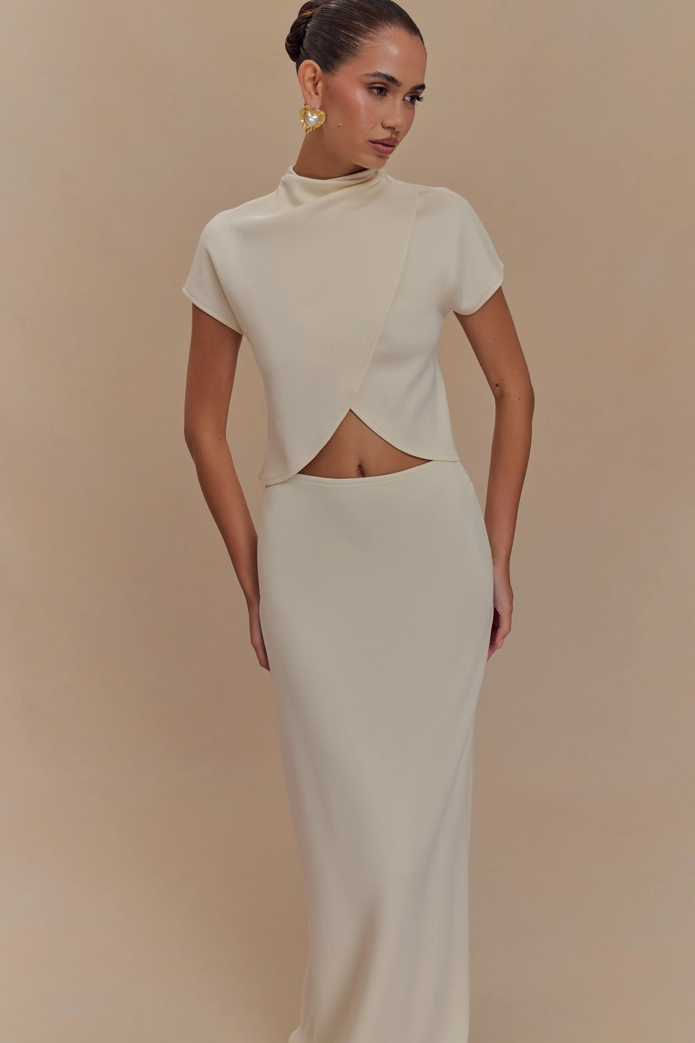 Eris Scuba Jersey Maxi Skirt - Ivory