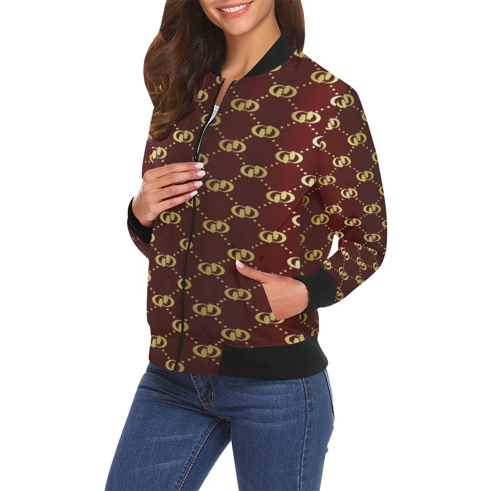 EXCELLENCE BRDXGLD All Over Print Bomber Jacket for Women