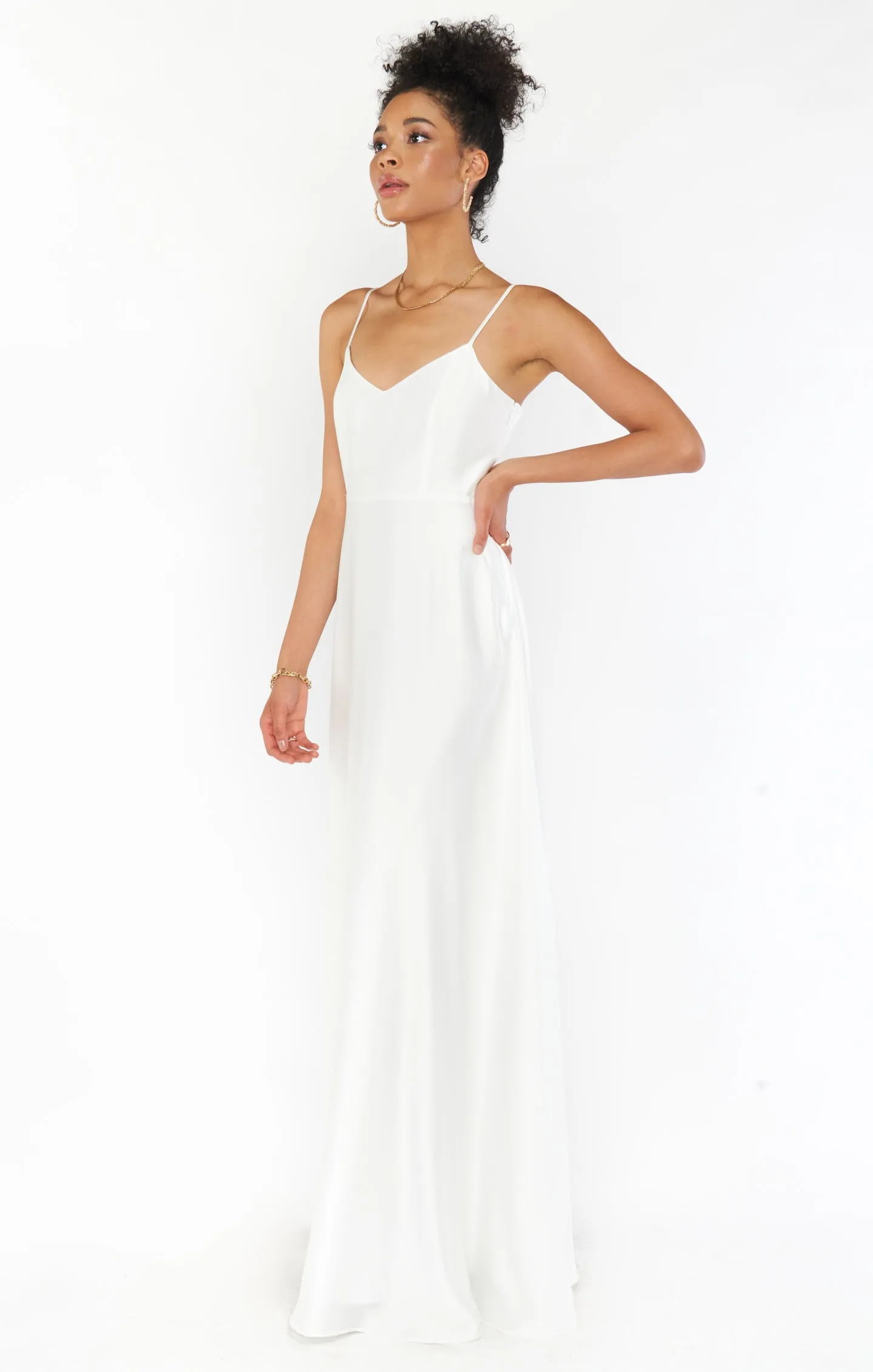 Faith Maxi Dress ~ Ivory Luxe Satin