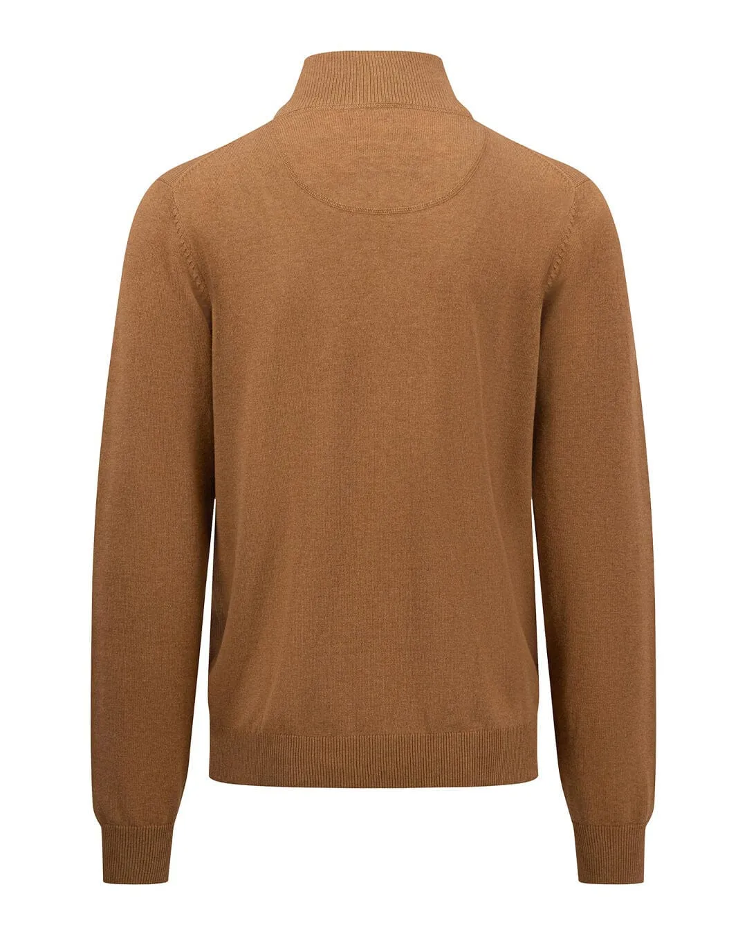 Fynch-Hatton Brown Classic Zip Neck Jumper