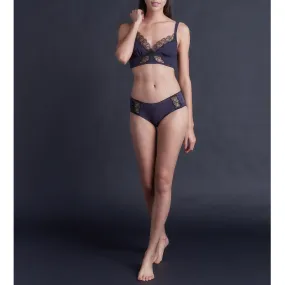 Gaia Bralette in Aubergine Stretch Silk Charmeuse