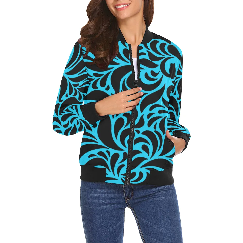 GORGIOUS LEAF TRQSE All Over Print Bomber Jacket for Women