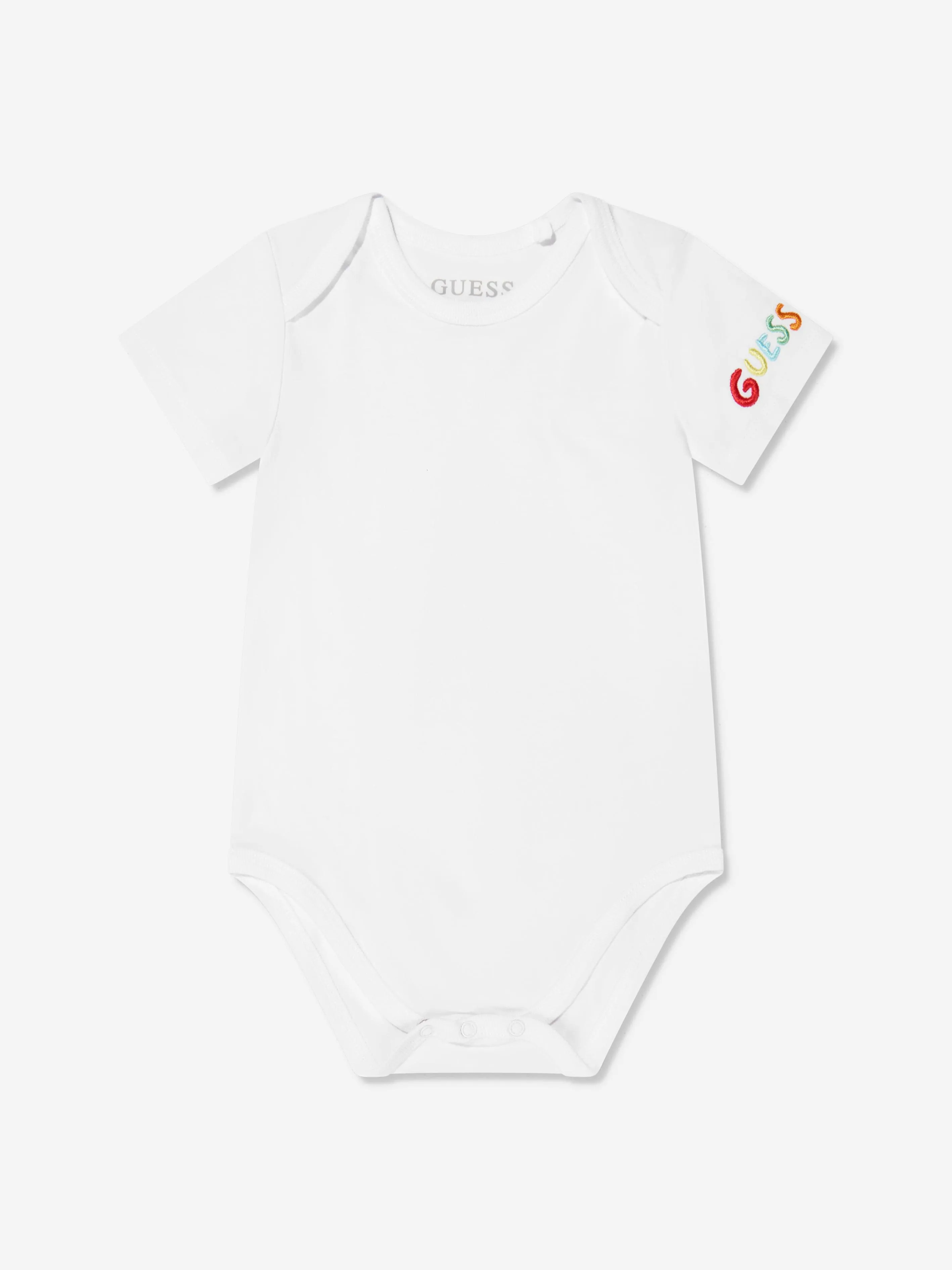 Guess Baby Boys Bodysuit And Knit Denim Shortall in White