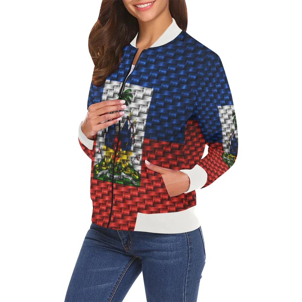 HAITI FLAG All Over Print Bomber Jacket for Women