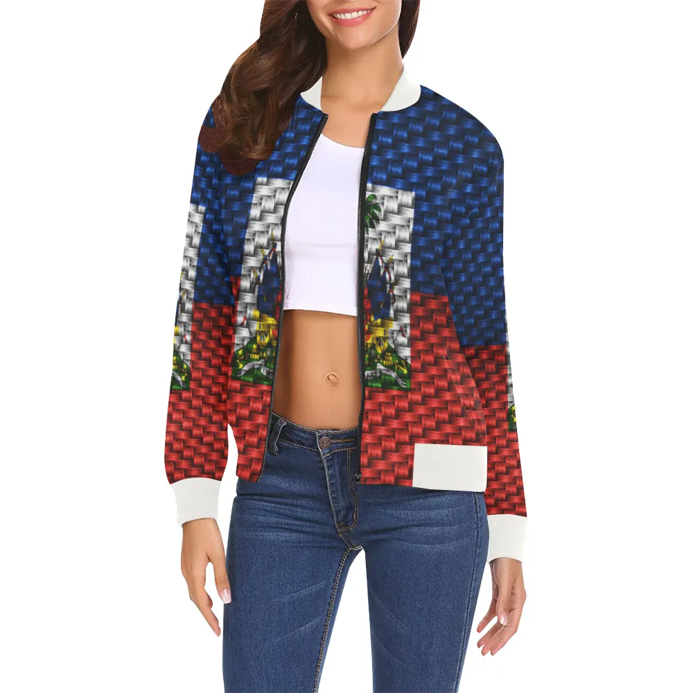 HAITI FLAG All Over Print Bomber Jacket for Women