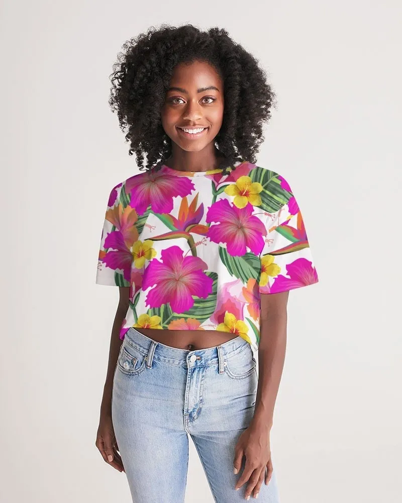 Hibiscus Floral Women's Cropped Top