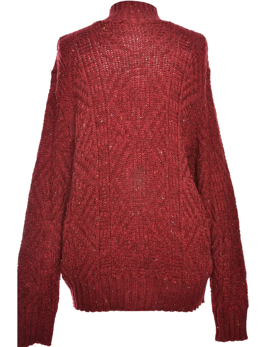 High Neck Maroon Jumper - L